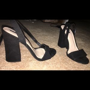 Block heels with ankle strap detail